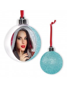 BOLA DE NATAL 7.5X7.5 GLITTER CÉU AZUL